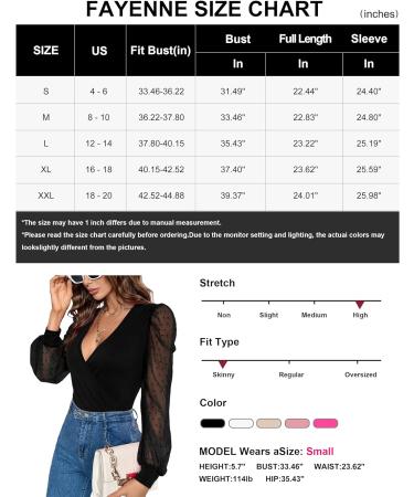 Fayenne Womens Tops Deep V Neck Cross Wrap Sexy Tops Polka Dot Mesh Long Sleeve T Shirt Casual Blouses L Dark Green - Buy Online on SooperMarket.com