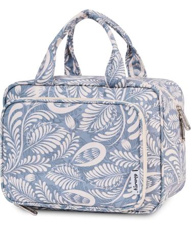 Large Blue Leaf Toiletry Bag - Travel Makeup Organizer for Women - Buy Online on SooperMarket.com
