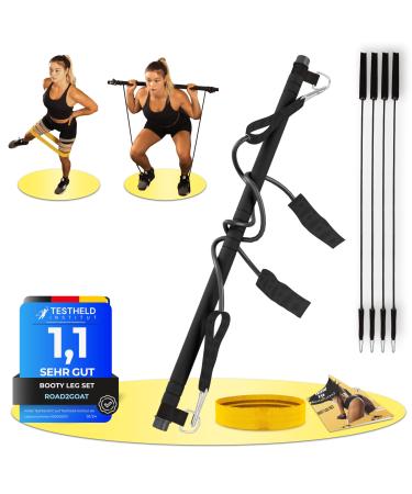 Road2goat - Pilates Bar Fitness Stage with four resistance straps and resistance bands fitness band - leg training for women - PO coach for home - Gettic muscle coach including training manual