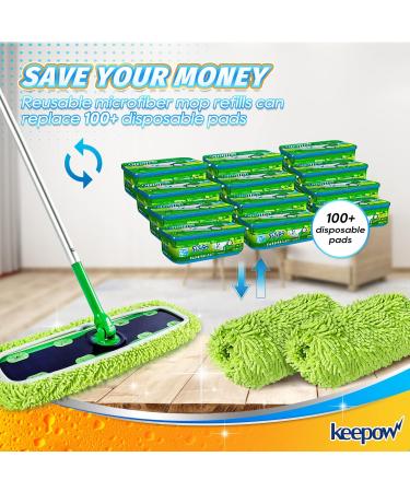 KEEPOW Reusable XL Mop Pads for Swiffer XL Sweeper - 4 Pack, Washable Microfiber Wet & Dry Refills for Hardwood Floor Cleaning - Buy Online on SooperMarket.com