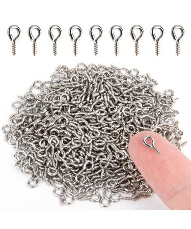 500PCS Small Screw Eye Pins, 4 x 8mm Small Eye Hooks for Jewelry Making, Eyelets Screw Threaded Clasps Hooks for Doing Art DIY, Mini Metal Hoop Peg/Bracelet Connectors Excellent Jewelry Eye Screws silver