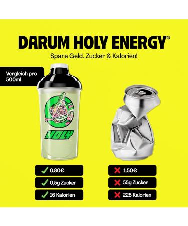 Holy Energy Gaming Booster 'Lemon Lizard' | Vegan Focus Drink Powder | 50 Portions with Newcaff & Green Tea Extract | Natural Lemon & Cucumber Flavor - Buy Online on SooperMarket.com