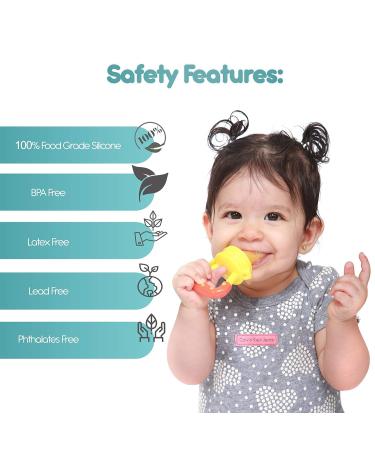 Baby Fruit Feeder Pacifier (2 Pack) for Toddler | BPA Free Silicone Teether | Soothing Gum Relief | Infant Teething Toy with Various Nipple Sizes - Buy Online on SooperMarket.com