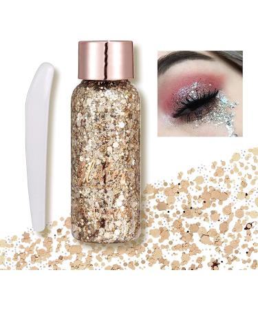 Body Glitter Gel Face Glitter Mermaid Chunky Glitter Hair Glitter Body Festival Glitter Eyeshadow Sequins Glitter for Face Body Eye Hair Nails Makeup Long Lasting Sparkling(Brown) 103#Brown