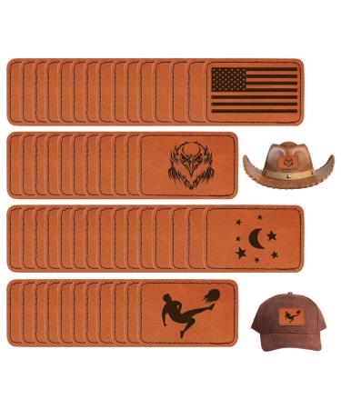 50Pcs Blank Leatherette Hat Patches with Adhesive,Rectangle Leather Patches for Hats Custom Fabric Repair Laser Supplies(3 * 2inch)