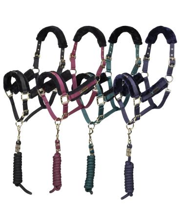 Shires ARMA Logo Headcollar & Lead Rope Sizes Burgundy Extra Full
