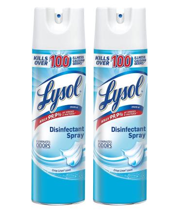 Lysol Disinfectant Spray, Sanitizing and Antibacterial Spray, For Disinfecting and Deodorizing, Crisp Linen, 2 Count, 12.5 fl oz each
