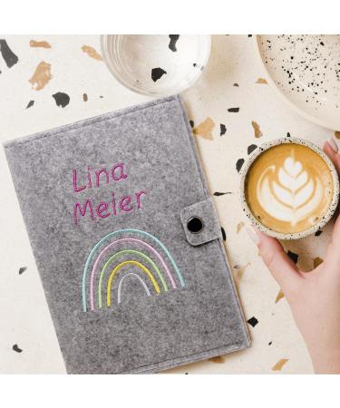 Personalized Rainbow Pastel Motherpass Cover | Felt Made in Germany | Insured Card & Ultrasound Pockets | Unique Gift for Expecting Moms - Buy Online on SooperMarket.com