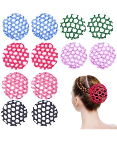 12 Pcs Snood Hair Net Hair Bun Holder Ballet Hair Net for Buns Ballet Hair Bun Cover Women Hair Nets for Bun for Dancers Stretchy Elastic Bun Hair Net Crochet Hair Net Hair Accessories