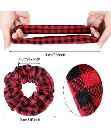24 Pieces Christmas Buffalo Plaid Hair Scrunchies - Black Red Xmas Hair Bands for Girls & Women - Buy Online on SooperMarket.com