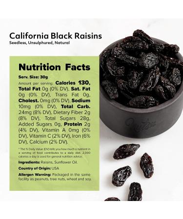 NUTS U.S. California Black Raisins - Seedless, Unsulphured, Natural - 2 lbs Pack - Buy Online on SooperMarket.com