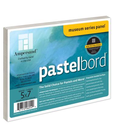 Ampersand Art Supply Pastel Painting Panel: Museum Series Pastelbord White-1/8 Inch Depth 5x7 3 Pack