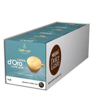Nescaf Dolce Gusto Dallmayr Crema D Oro Caff Latte (48 coffee capsules 48 drinks creamy & balanced) 3 -pack (3x16 capsules) Dallmayr Crema d'Oro caff latte 1 piece (3 Pack)