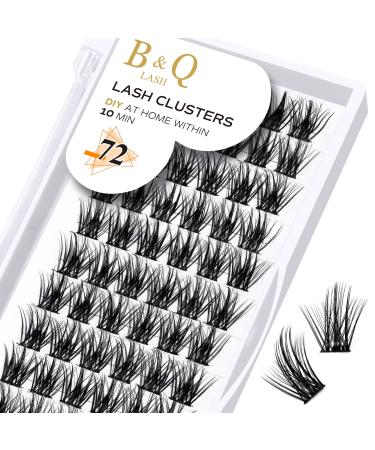 Cluster Lashes D Curl 16mm 72 Clusters B&Q Lash Clusters Individual Lashes Volume Eyelash Clusters DIY Lash Extensions Soft Wispy Cluster Eyelash Extensions DIY at Home (B28 D-16mm) D-16 mm B 28