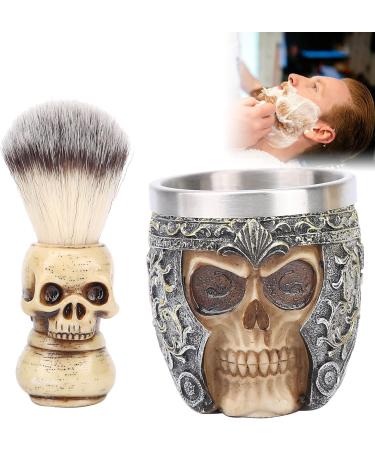 Chrees Men's Beard Shaving Set - Stainless Steel Bowl Skeleton Head Brush & Soap Dish for a Perfect Shave - Buy Online on SooperMarket.com