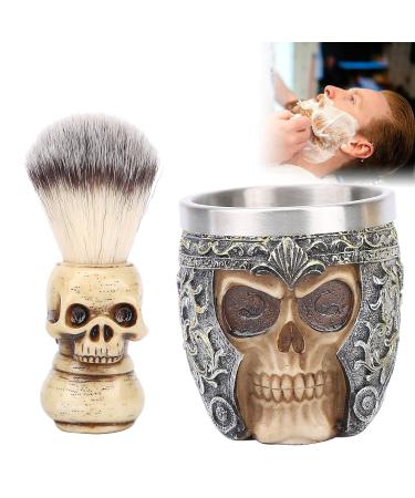 Men's Beard Shaving Set | Stainless Steel Bowl & Skeleton Head Brush | Premium Grooming Essentials for Men - Buy Online on SooperMarket.com