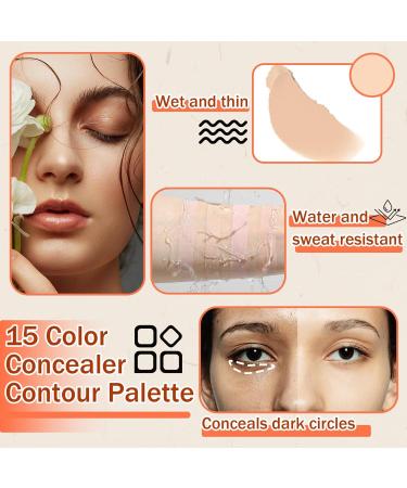 15 Colors Correcting Concealer Palette with Brush Colors Corrector Palettes Long Lasting Moisturizing Cream Contour Makeup Palette - Buy Online on SooperMarket.com