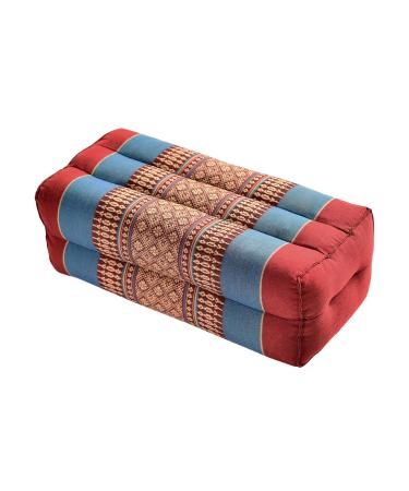 Zafuko Yoga & Meditation Cushion - Organic Water-Resistant Kapok Filling, Meditation Cushion, Soft Yoga Prop Burgundy/Blue