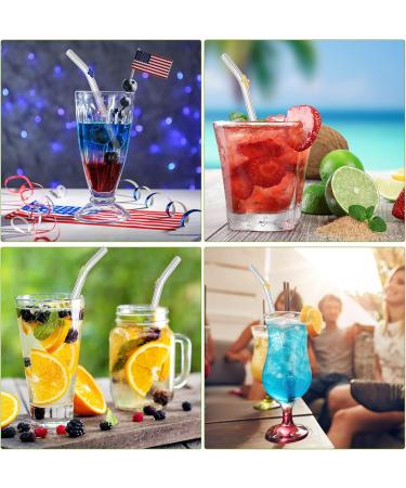 Reusable Glass Straw Clear Glass Straws with Flowers Reusable Straws for Smoothies and Normal Liquid Drinks 6 Bent Straw with 2 Cleaner Brush Flowers Straws - Buy Online on SooperMarket.com