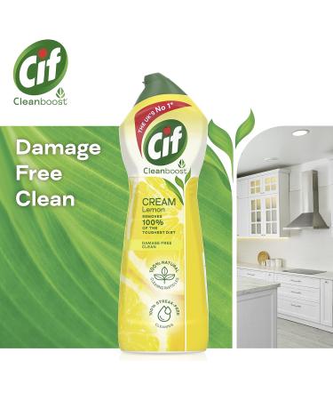 Cif Lemon Cream Cleaner 750 ml - 100% Natural Cleaning Particles - Multipurpose Surface Cleaner - Pack of 1 - Buy Online on SooperMarket.com