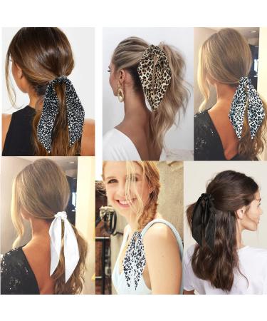 Funlovin 2-in-1 Scrunchies Scarf Hair Ribbon Ties - 6pcs Vintage Ponytail Scarves Scrunchie Set for Women - Buy Online on SooperMarket.com