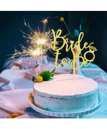 Arthsdite Bride to Be Cake Topper with Ring Bridal Shower Cake Pick Decorations for Wedding Engagement Theme Bachelorette Party Supplies - Gold Glitter - Buy Online on SooperMarket.com
