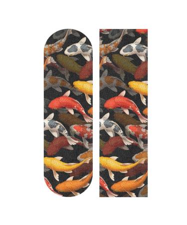 Kigai 3D Koi Fish Skateboard Grip Tape Deck Sandpaper for Rollerboard 10" x 44" 44x10in 3D Koi Fish