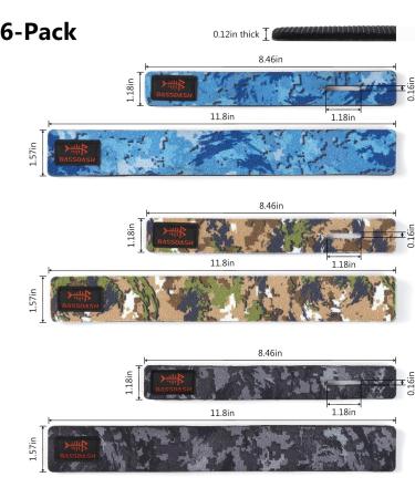 Fishing Rod Straps 6-Pack: Stretchy Waterproof Wrap Ties for Spinning, Fly, Casting Rods - Three Camo Colors - Buy Online on SooperMarket.com