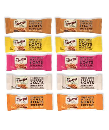 Peaceful Squirrel Variety, Bob's Red Mill Peanut Butter Oat Bars, Variety of 10 Bars, 5 Flavors, Gluten Free, Non-GMO, 1.76 Ounce
