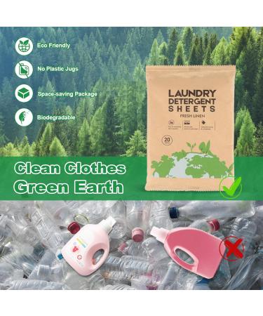 Eco-Friendly Laundry Detergent Sheets - Hypoallergenic Ultra-Concentrated Travel-Ready | Natural Fresh Linen Scent (120 Loads 60 Sheets - Buy Online on SooperMarket.com