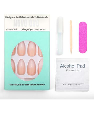 Novaly Ombre Nude Gradient French Tip False Nails - Short/Medium Almond White Pink Press On Nails Kit - Buy Online on SooperMarket.com