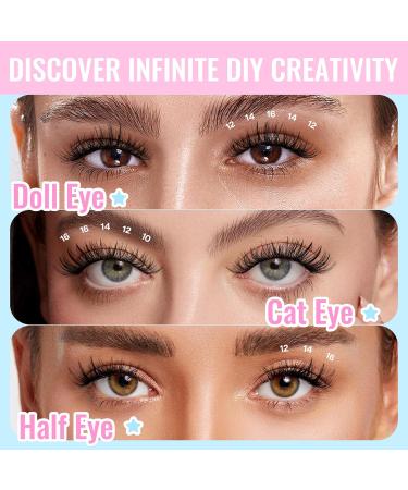 CALAILIS Self Adhesive Eyelashes - 72 Pcs D Curl Press-On Lash Clusters No Glue Needed Reusable DIY Kit with Tweezers for Beginners - ZN23 - Buy Online on SooperMarket.com