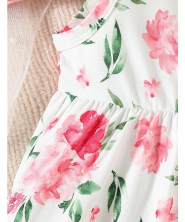 Puseky Toddler Girl Floral Print Dress and Ribbed Cardigan Set 2-3 Years Pink - Buy Online on SooperMarket.com
