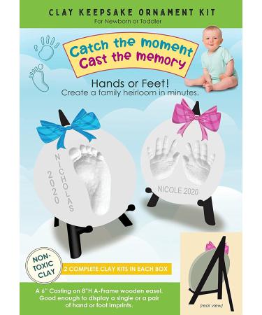 Elegance In Easels Baby Footprint & Handprint Kit | Keepsake Clay Casting Ornament Set - Safe Baby Shower Gift - Buy Online on SooperMarket.com
