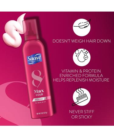 Suave Max Hold 8 Volumizing Mousse - 9 Oz Pack of 2 for Fine Wavy & Curly Hair | Moisturizing Volume Foam - Buy Online on SooperMarket.com