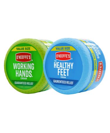O'Keeffe's Working Hands Hand Cream, 6.8 Ounce Jar and Healthy Feet Foot Cream, 6.4 Ounce Jar Jar Large