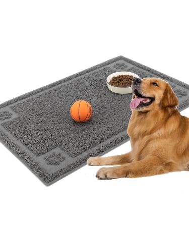 Urdogsl 24"x36" Pet Feeding Mat for Dogs and Cats, Flexible Dog Dish Mats for Food and Water, Waterproof and Slip Resistant Dog Food Mat to Prevent Bowls Messes on Floor, Easy Clean Gray