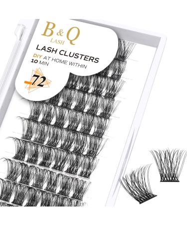 Cluster lashes 72 Clusters B&Q Lash Clusters D Curl Individual Cluster Lashes Natural Eyelash Clusters DIY Lash Extensions Soft Fluffy Cluster Eyelash Extensions (UK-FD-B47-D-14) D-14 mm B 47