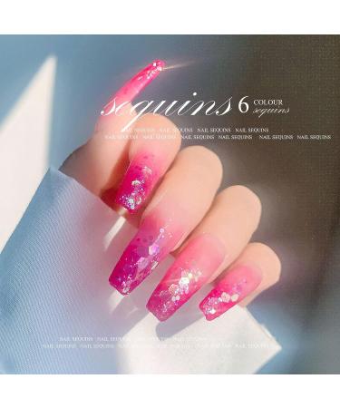 6 Box Nail Sequins Fine Glitter for Acrylic & Resin Nails - Holographic & Chunky Glitters (Pattern 4) - Buy Online on SooperMarket.com