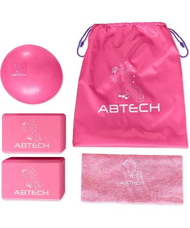 ABTECH Unicorn Yoga Starter Kit for Kids - Includes Yoga Blocks, Ball, Non-Slip Towel, Drawstring Bag - Pink Set for Girls Ages 3-12 - Buy Online on SooperMarket.com