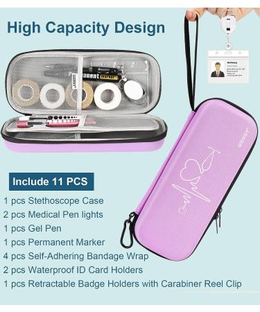 MEUUT 11-Piece Nurse Stethoscope Case Kit - Perfect Nurse Gift with Penlights, Scissor, Bandage Wraps, Badge Holders - Nurse Student Essentials in Light Purple - Buy Online on SooperMarket.com