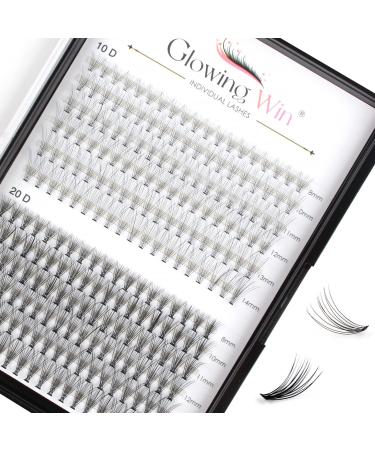 Glowing win eyelash individually false eyelashes of course cluster lashes 228 PCs DIY single eyelashes Artificial eyelash extensions eyelash extension (0.07c 10d+20d MIX 8-14mm) 12-0.07c mix 8-14