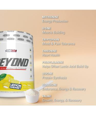 EHP Labs Beyond BCAA Powder Amino Acids Supplement for Muscle Recovery - 8g of Sugar Free BCAAs Amino Acids Post Workout Recovery Powder & 10g of EAA Amino Acids Powder - 60 Servings (Lemon Sherbet) - Buy Online on SooperMarket.com