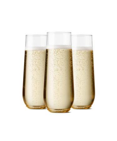 TOSSWARE POP 9oz Flute, Premium Quality, Recyclable, Unbreakable & Crystal Clear Plastic Champagne Glasses, 12 Count (Pack of 1) 12 Count (Pack of 1) Flute