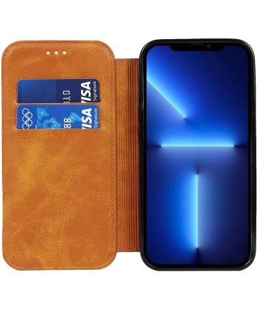 BRART Wallet Case for iPhone 13/13 Pro/13 Pro Max PU Leather Magnetic Protective Flip Case Cover with Credit Card Slot Viewing Stand Shockproof TPU (Color : Yellow Size : 13 mini 5.4") 13 mini 5.4" Yellow - Buy Online on SooperMarket.com