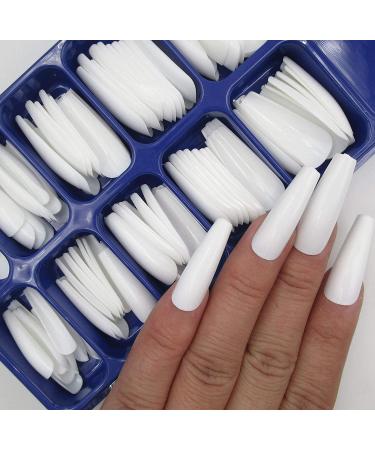 400pc Colored Long Coffin Press on Nails - Glossy Ballerina False Nails for Manicure - Acrylic Nail Design Salon Quality - DIY Nail Art Decor for Women and Girls - Buy Online on SooperMarket.com