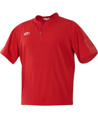 Rawlings Launch Short Sleeve Youth Boy's Cage Batting Practice Jacket Large Scarlet