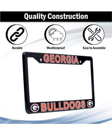 Georgia Bulldogs License Plate Frame Cover Black Slim Design 12.25 x 6.25 | EliteAuto3K Perfect Gift for Sports Fans - Buy Online on SooperMarket.com