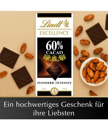 Lindt Excellence 60% Cocoa Fine Chocolate | Vegan Gift | Full-Bodied Bitter & Intensive Cocoa Taste | 100g Bar - Shop Now! - Buy Online on SooperMarket.com