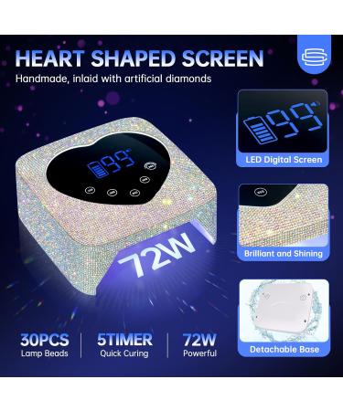 Buy UV LED Nail Lamp 72W - Rechargeable Sparkly Wireless Nail Dryer with 5 Timer Settings | Quick Dry Gel Polish Curing Light for Salon & Home - A-white - Buy Online on SooperMarket.com